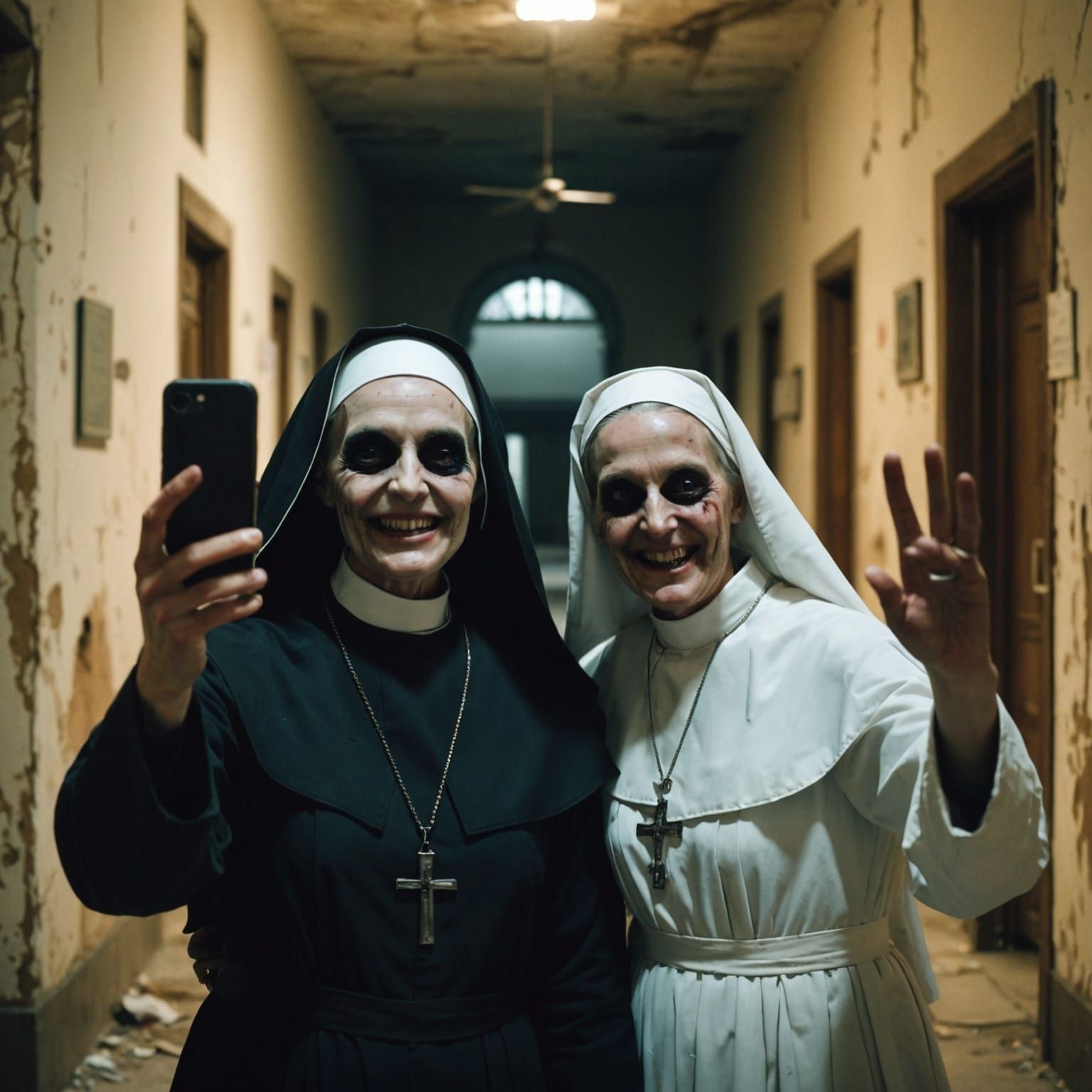 Haunted Hospital Selfie: Sinister Ghost Movie Scene