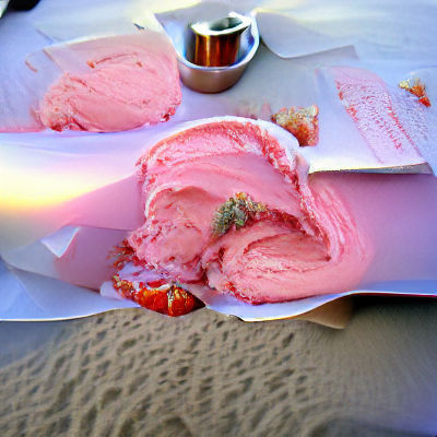 Strawberry Ice Cream Cone on Malibu Beach