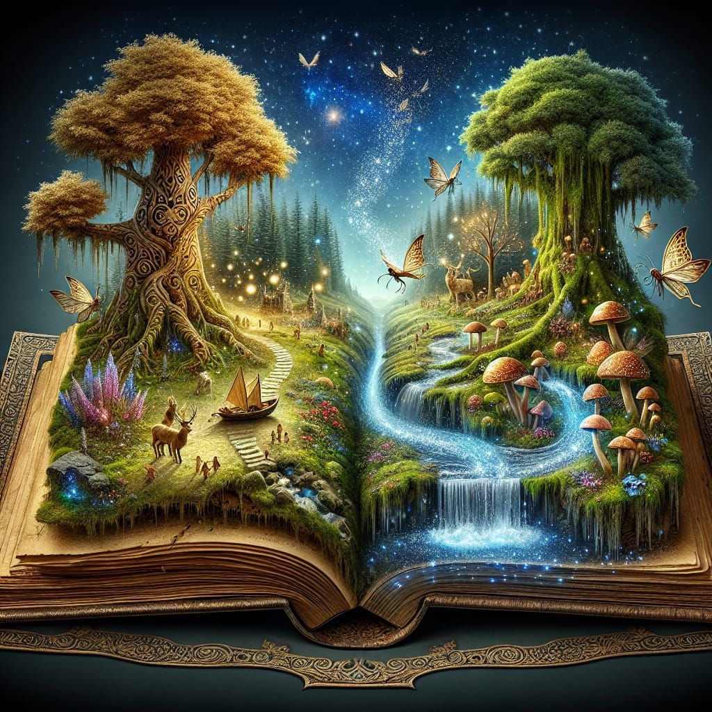 Enchanted Forest Book Portal in Digital Art