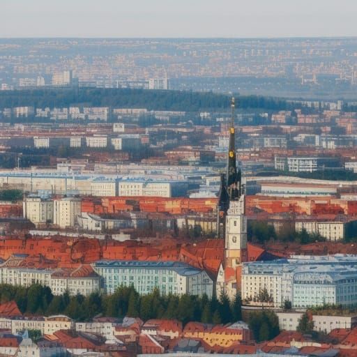 Young Woman in Cityscape, Urban Concept Art