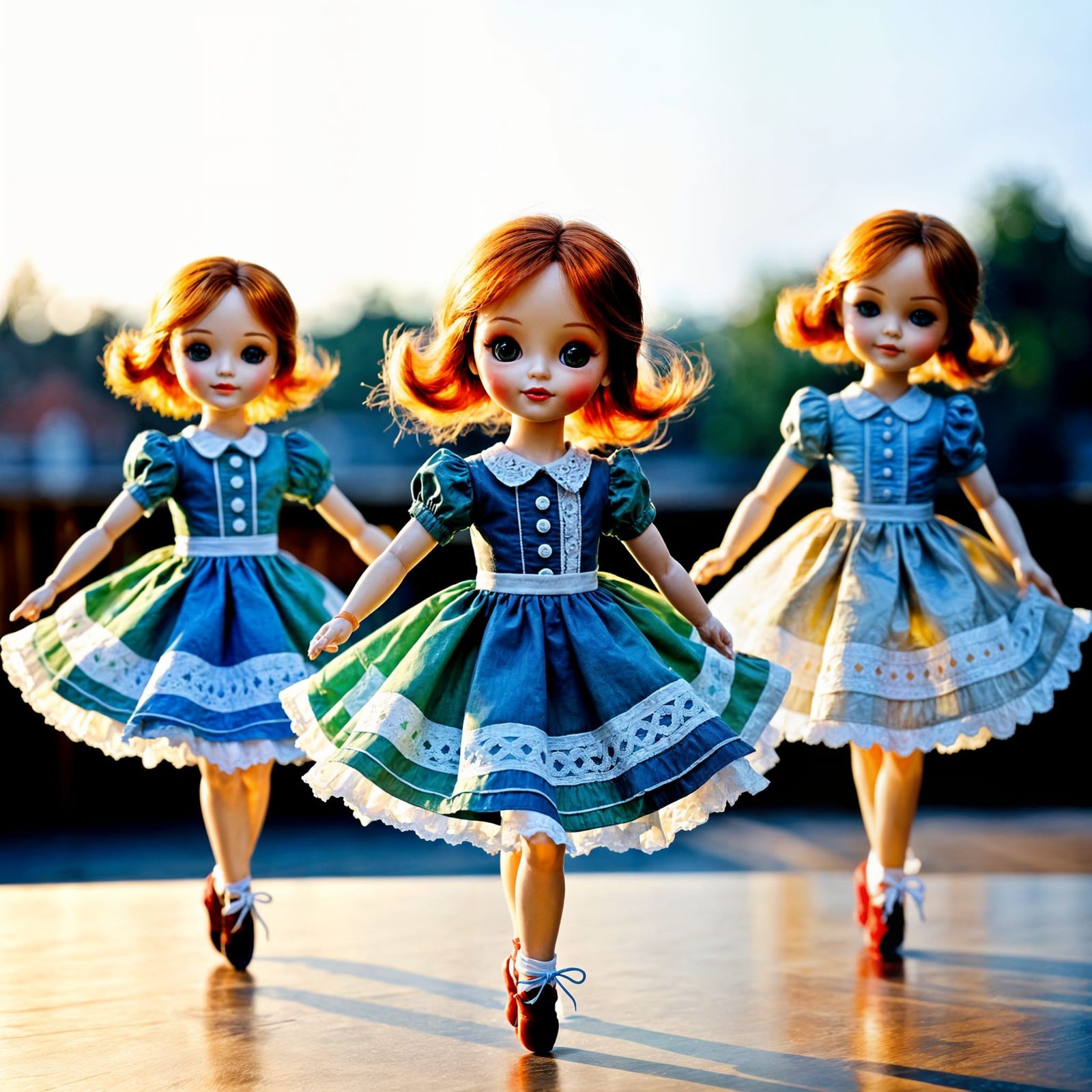 Dancing Dolls in Daylight: A Whimsical Scene
