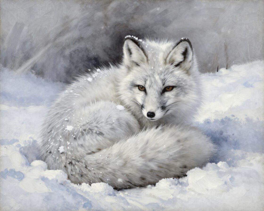 Fluffy Arctic Fox in Gentle Winter Light