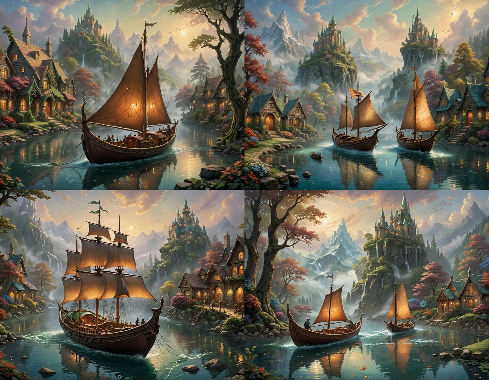 Elven Boat with Leather Fins in Ethereal Mist