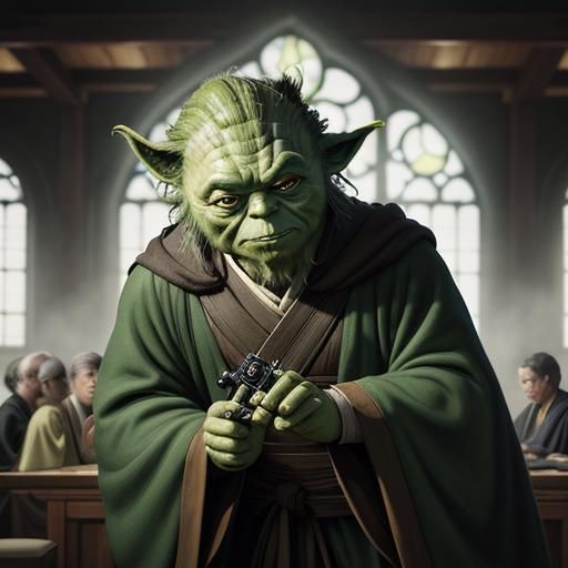 Manga Style Wise Master Yoda Portrait