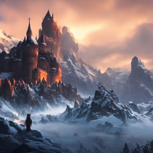 Ethereal Paladin Stands Vigilant in Snowy Mountain Realm