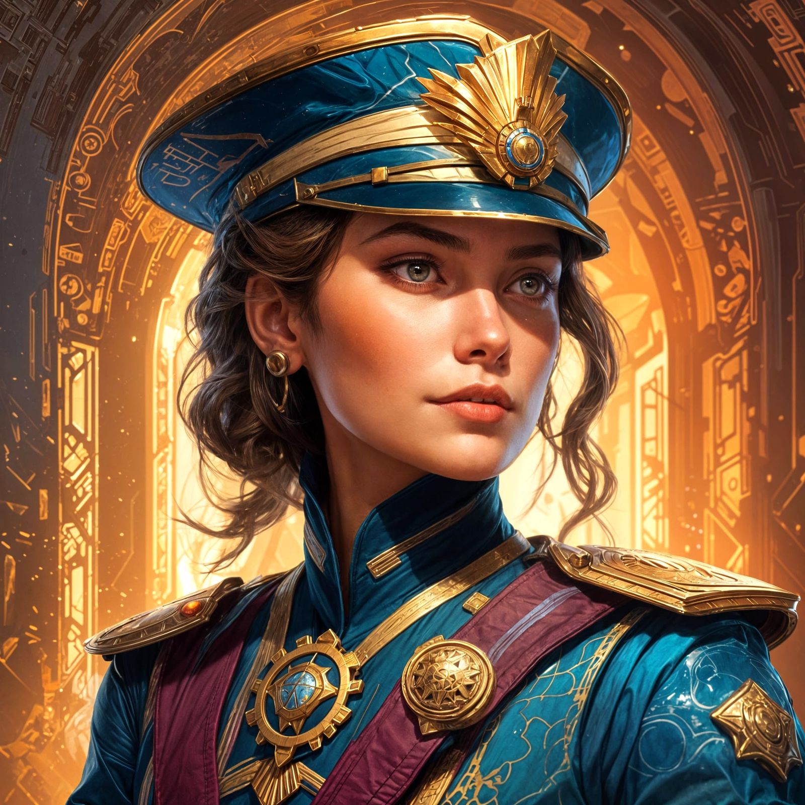 Space Captain Portrait in Detailed Concept Art Style