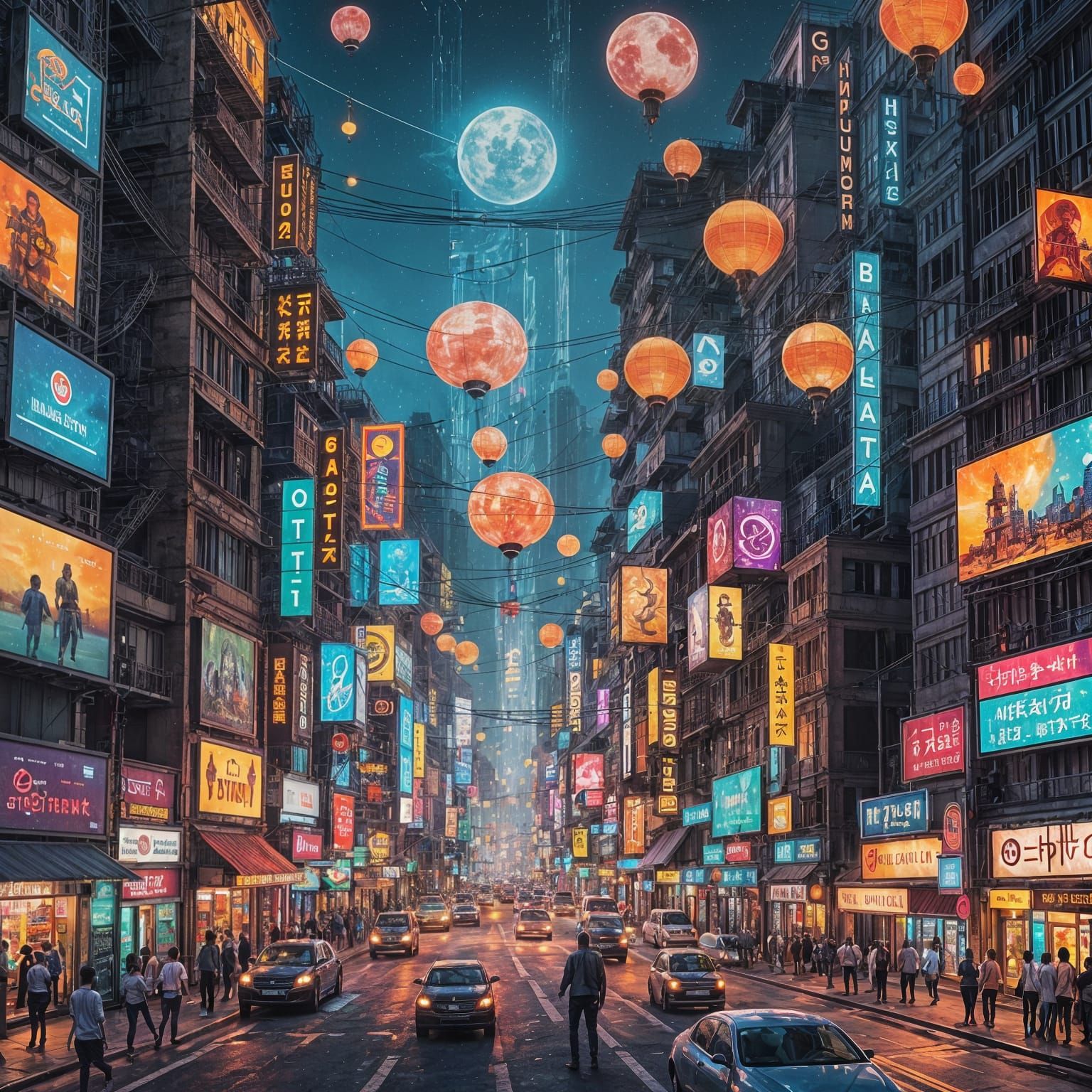 Cyberpunk Musical Event in Urban Green Space