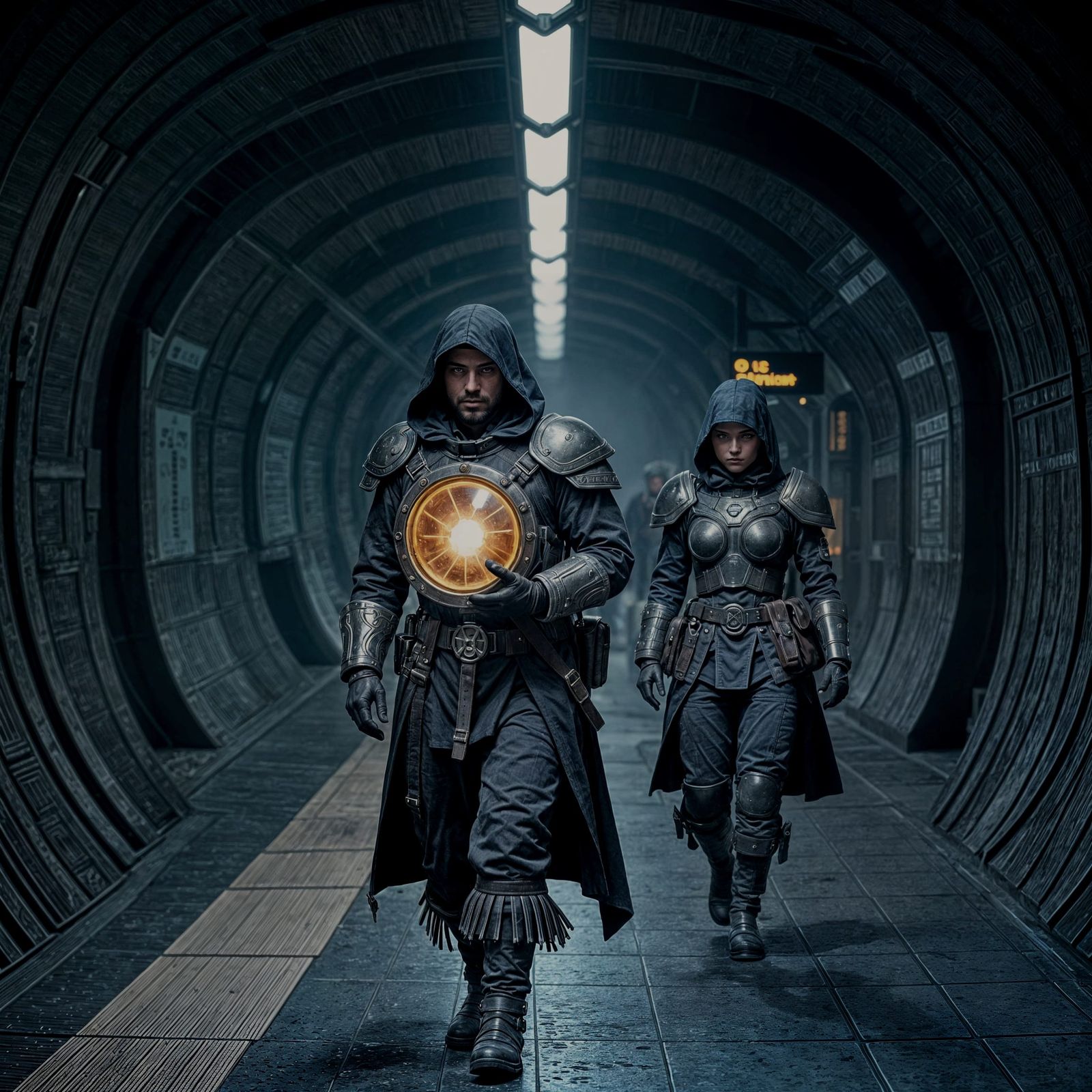 Merovingian and Visigoth with Grail in Metro