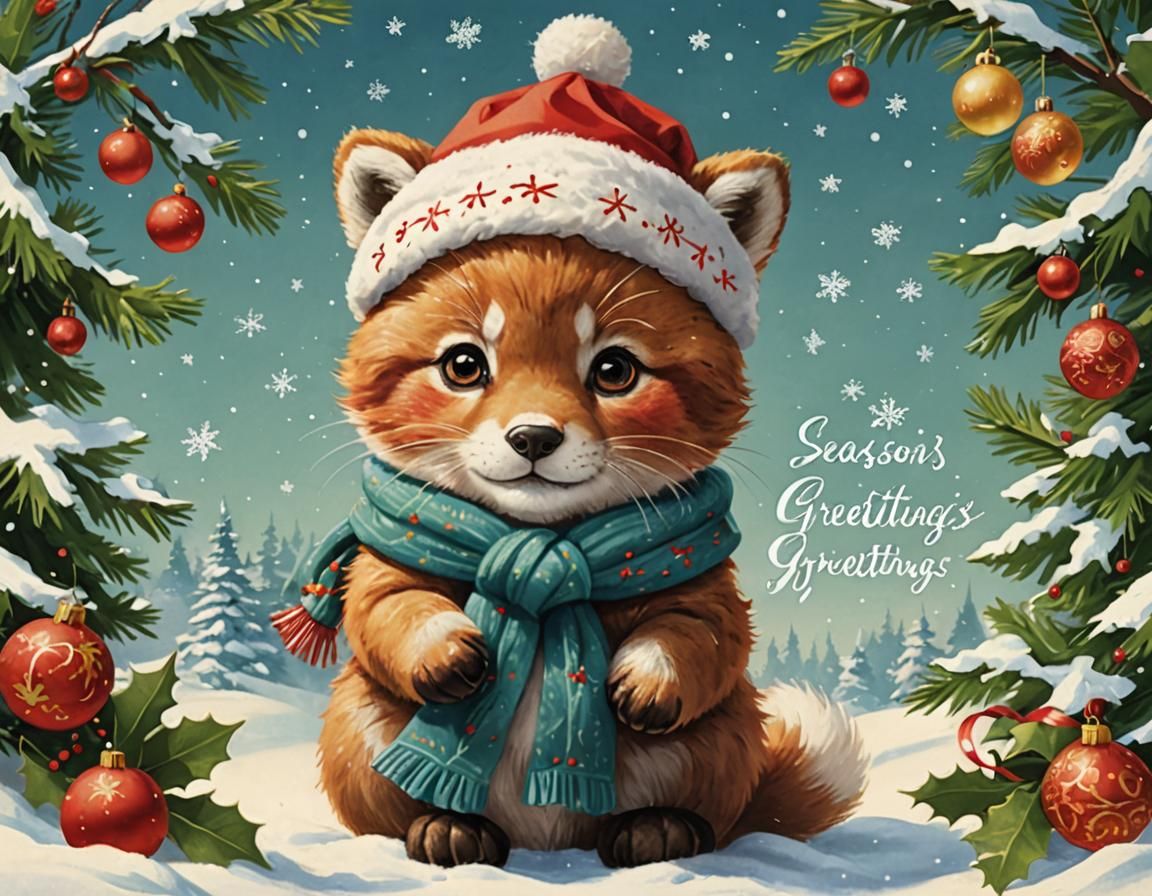 Winter Scene in Watercolor Style