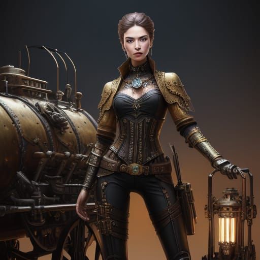 Ukrainian Supermodel by Steampunk Engine in Leather Lingerie