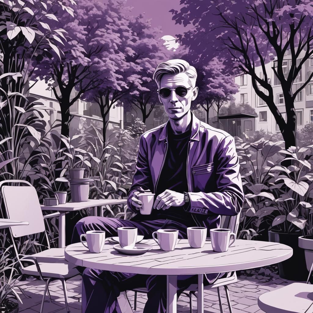 Monochrome Violet Influencer in Pop Art Style