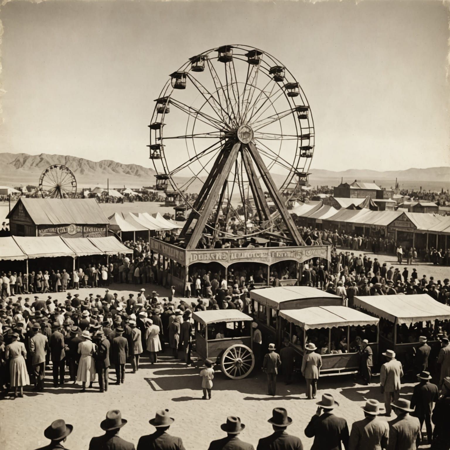 Vintage Desert Carnival Scene from the 1930s