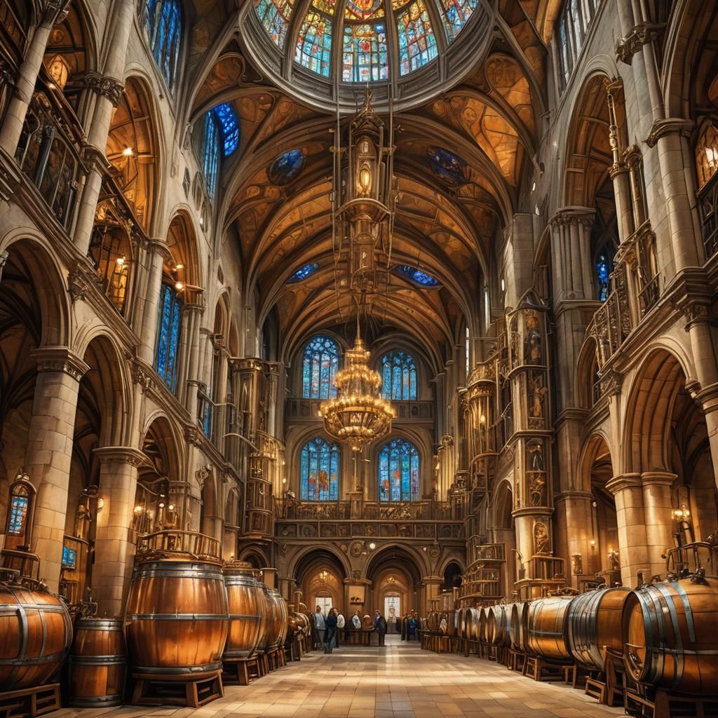 Baroque Cathedral Brewery with Stained Glass