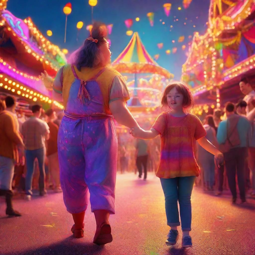 Girl with Down Syndrome at Colorful Carnival