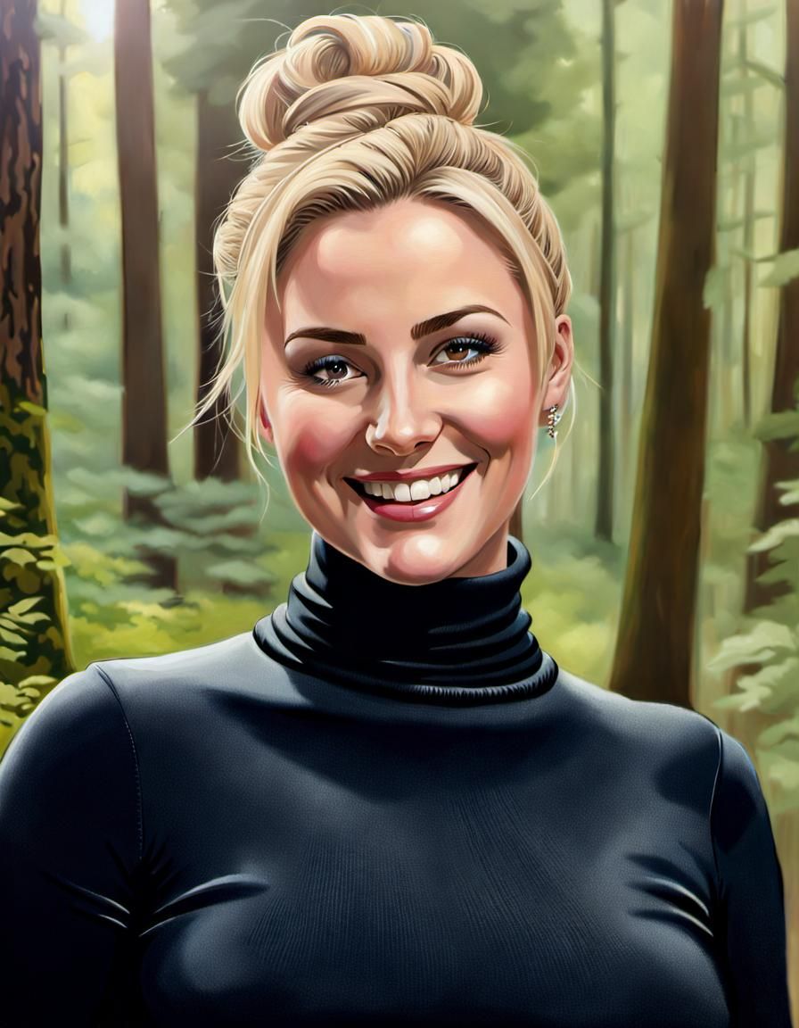 Enticing Woman in Forest, as Oil Painting