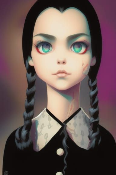 Wednesday Addams in Comic Book Art Style