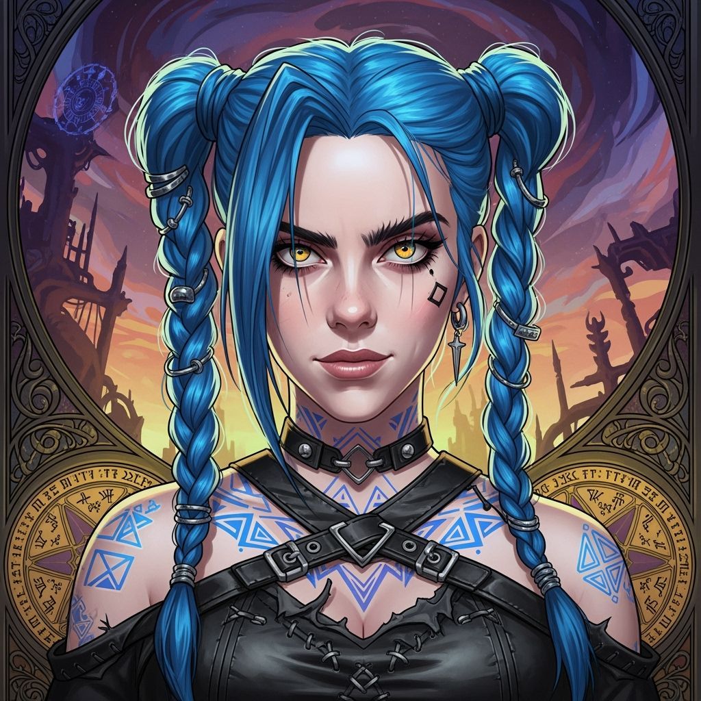 Jinx Portrait in Dark Fantasy Art Nouveau Style