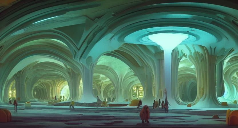 Vast Underground City in Pastel Colors