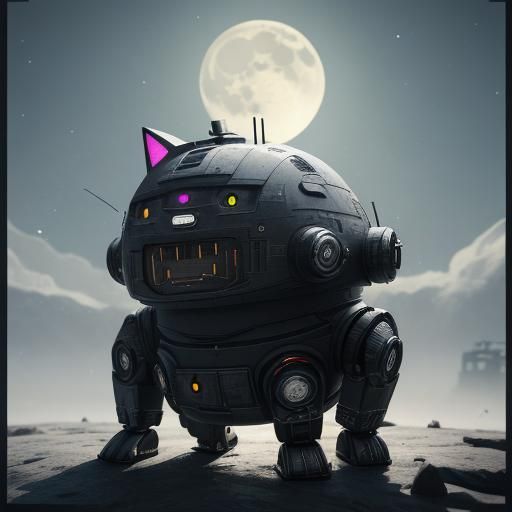Cute AI Robot Cat as Anime Art