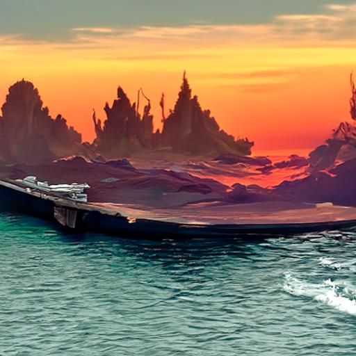 Island Sunset: Detailed Matte Painting