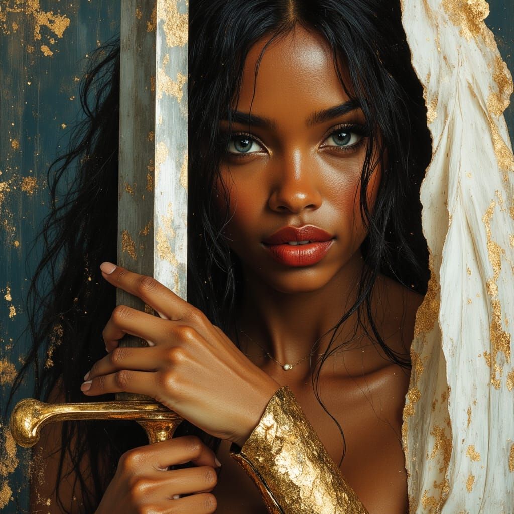 Kelly Rowland as African Goddess in Gold Armor