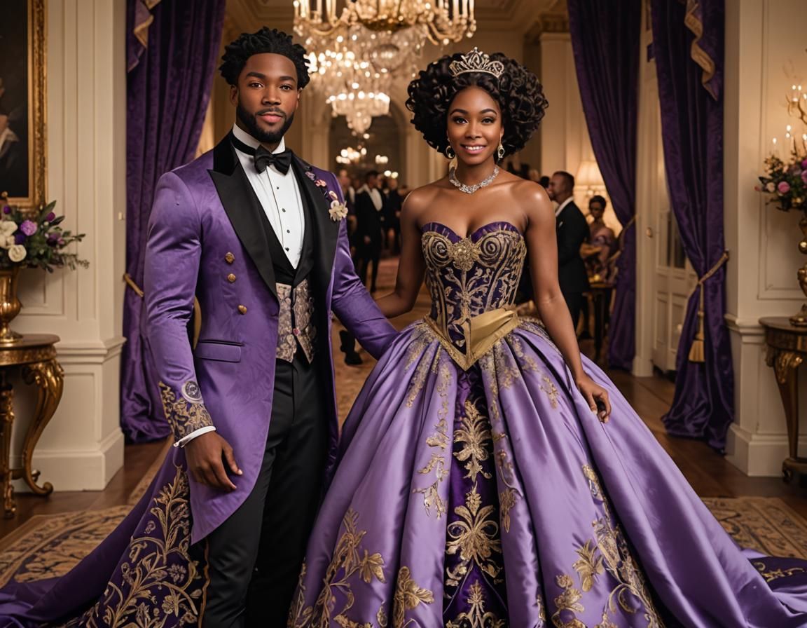 Elegant Black Couple at Bridgerton Royal Ball
