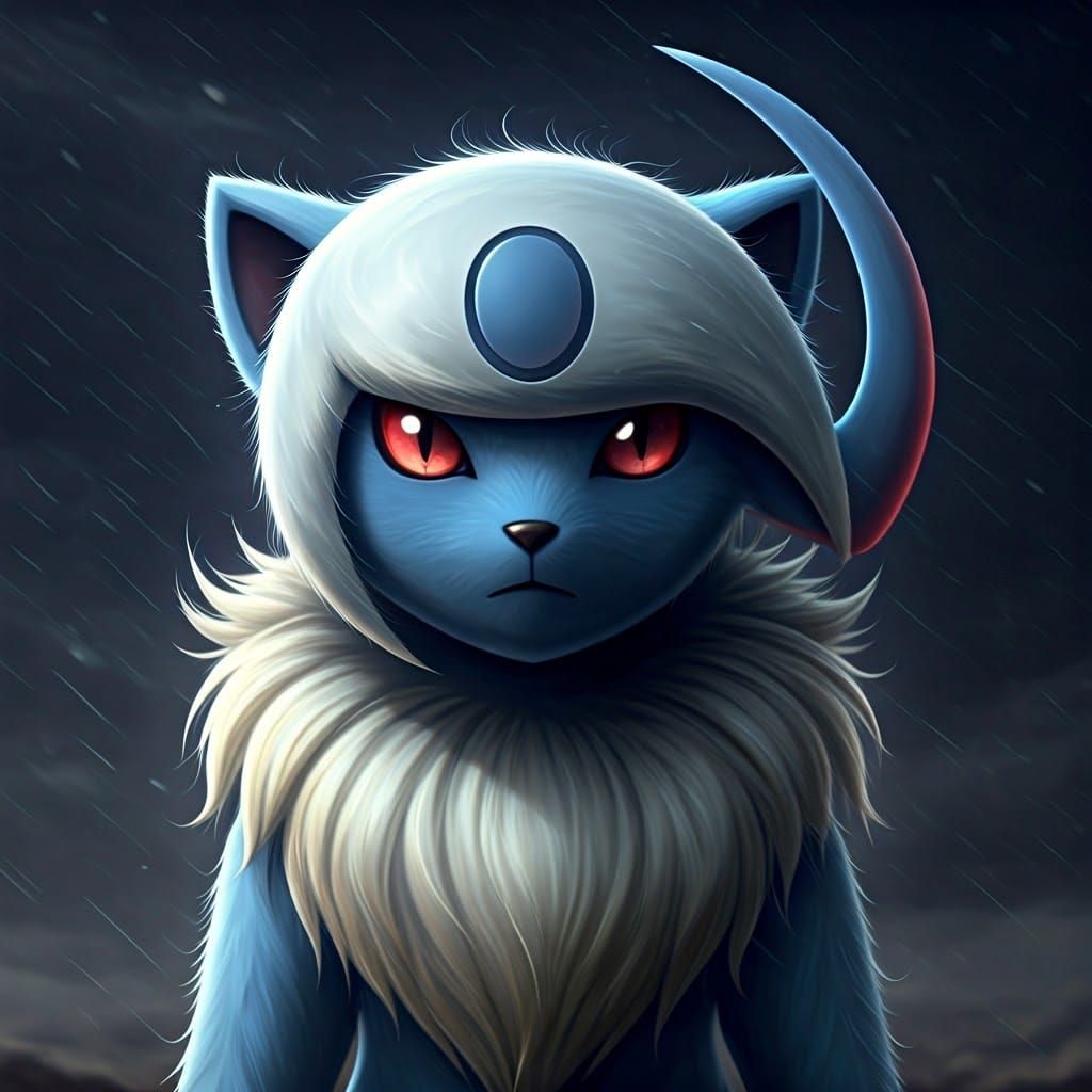 Absol Portrait in Thunderstorm, Cinematic Style