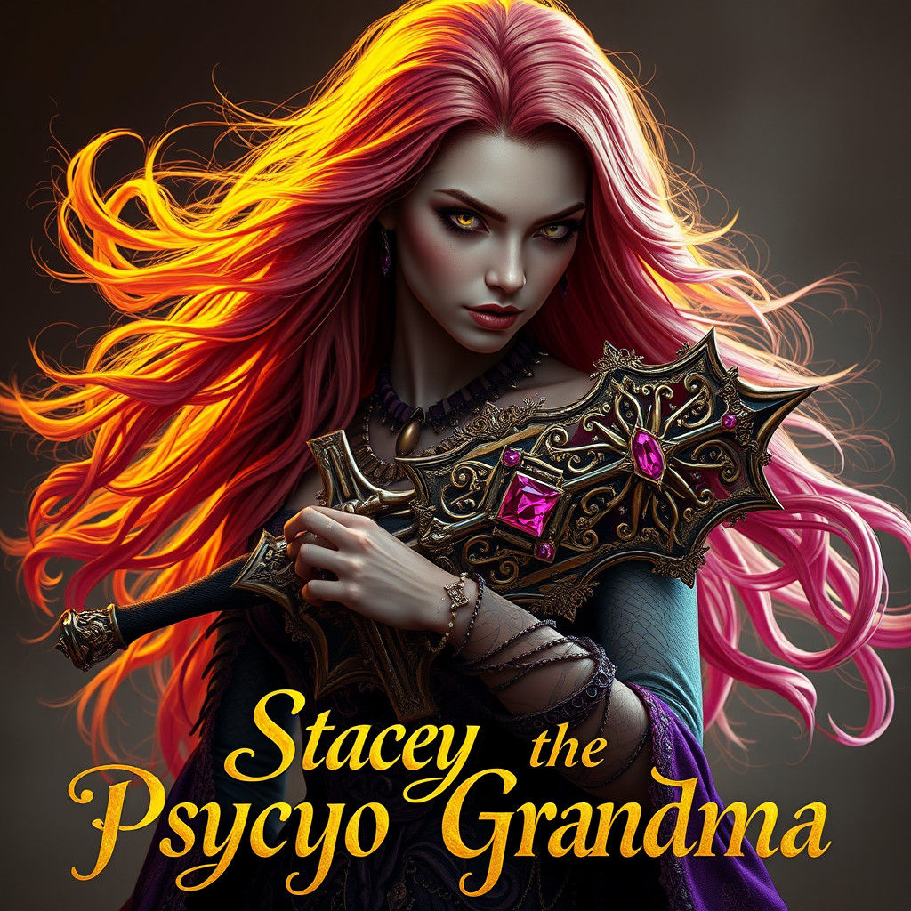 Psycho Woman with Weapon in Dark Fantasy Art