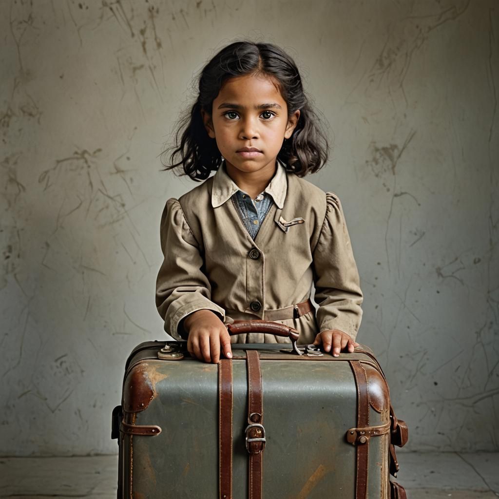 Girl With Suitcase: 1940s Style Portrait