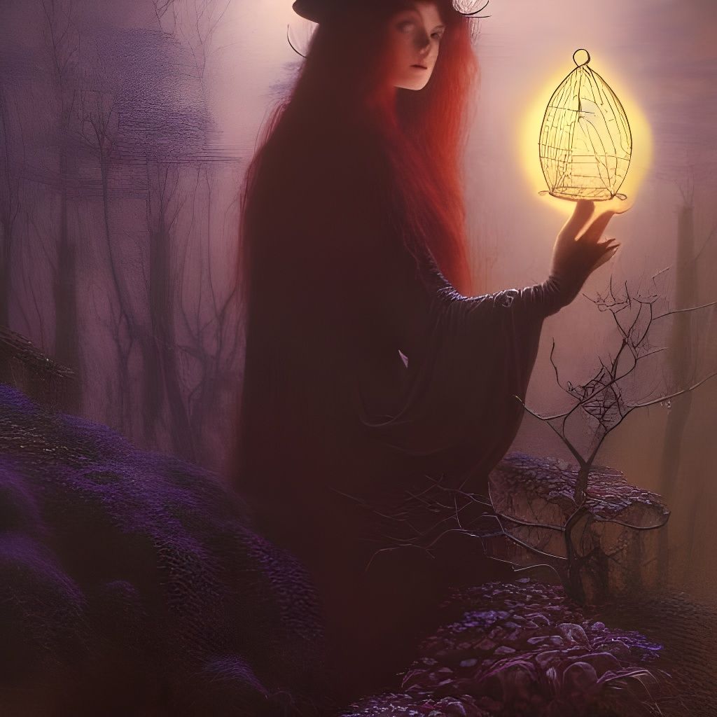 Mysterious Witch Casting Magic: A Fantasy Masterpiece