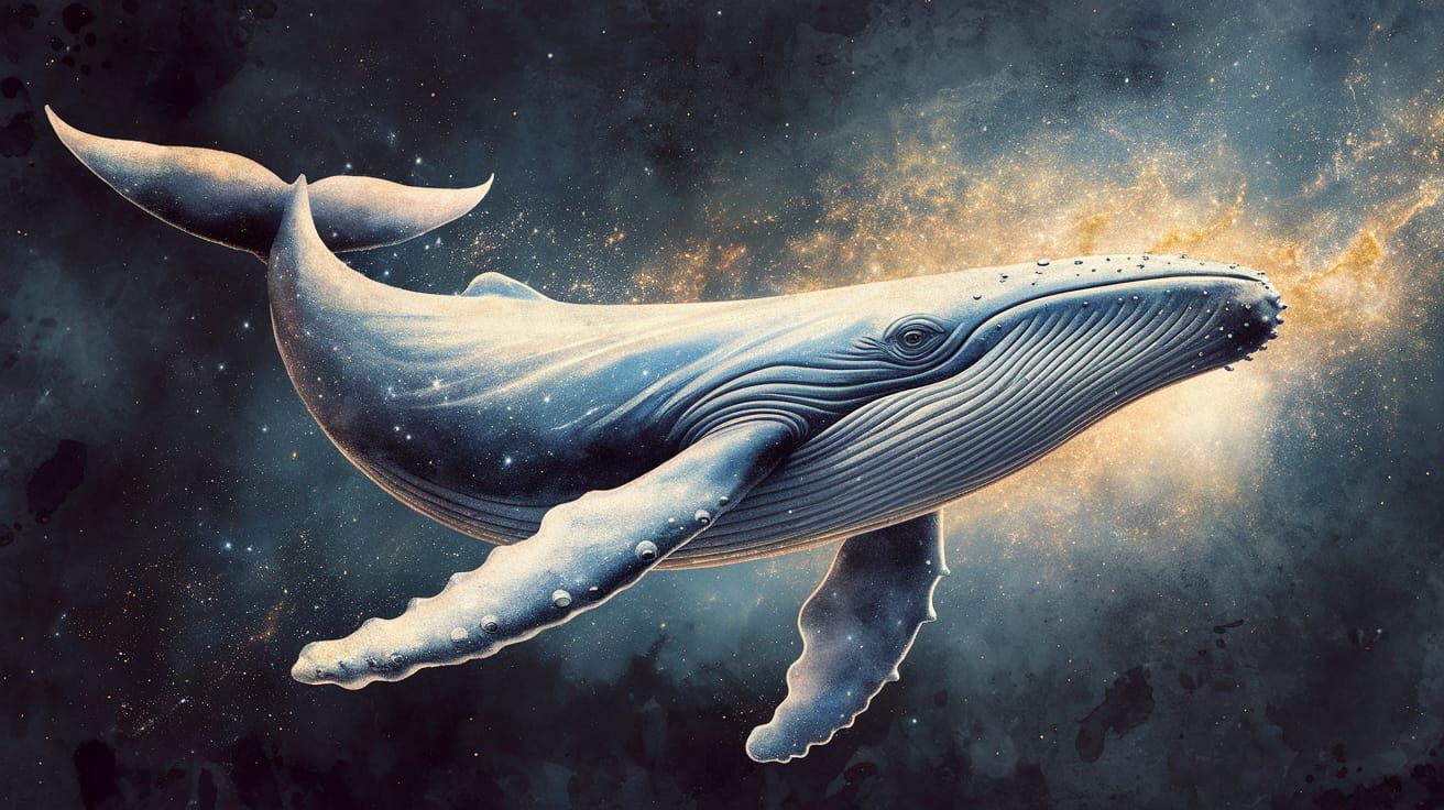 Majestic Blue Whale in a Cosmic Galaxy