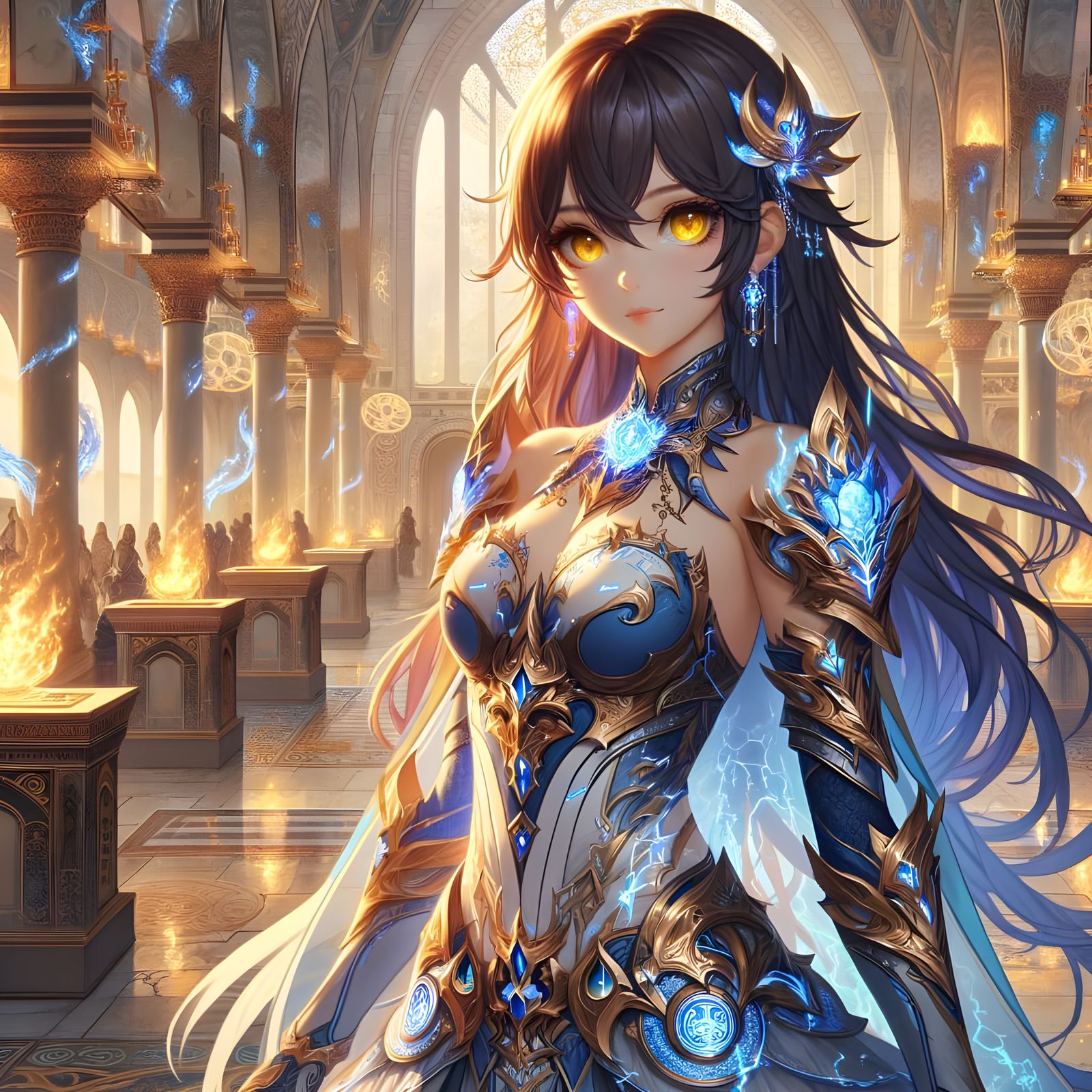 Anime-Inspired Fantasy Heroine in Blue Lightning Dragonfire ...
