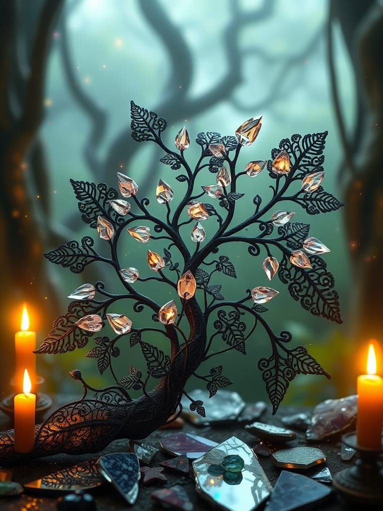 Enchanted Crystal Vine in Dreamlike Forest