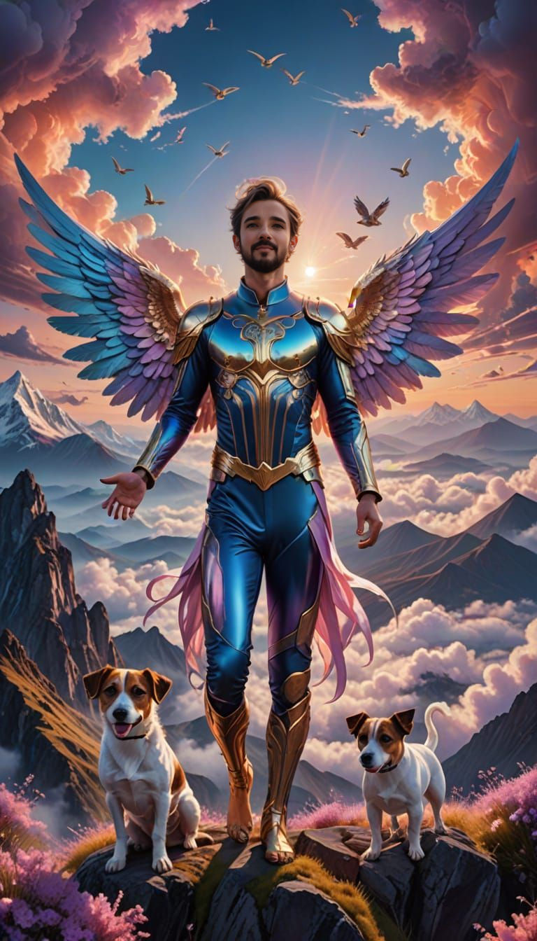 Celestial Guardian in Vibrant Iridescent Armor