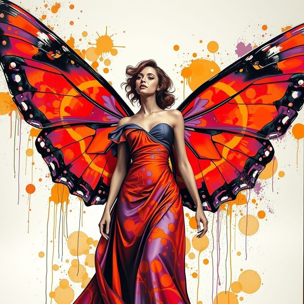 Vibrant Graffiti Butterfly Goddess