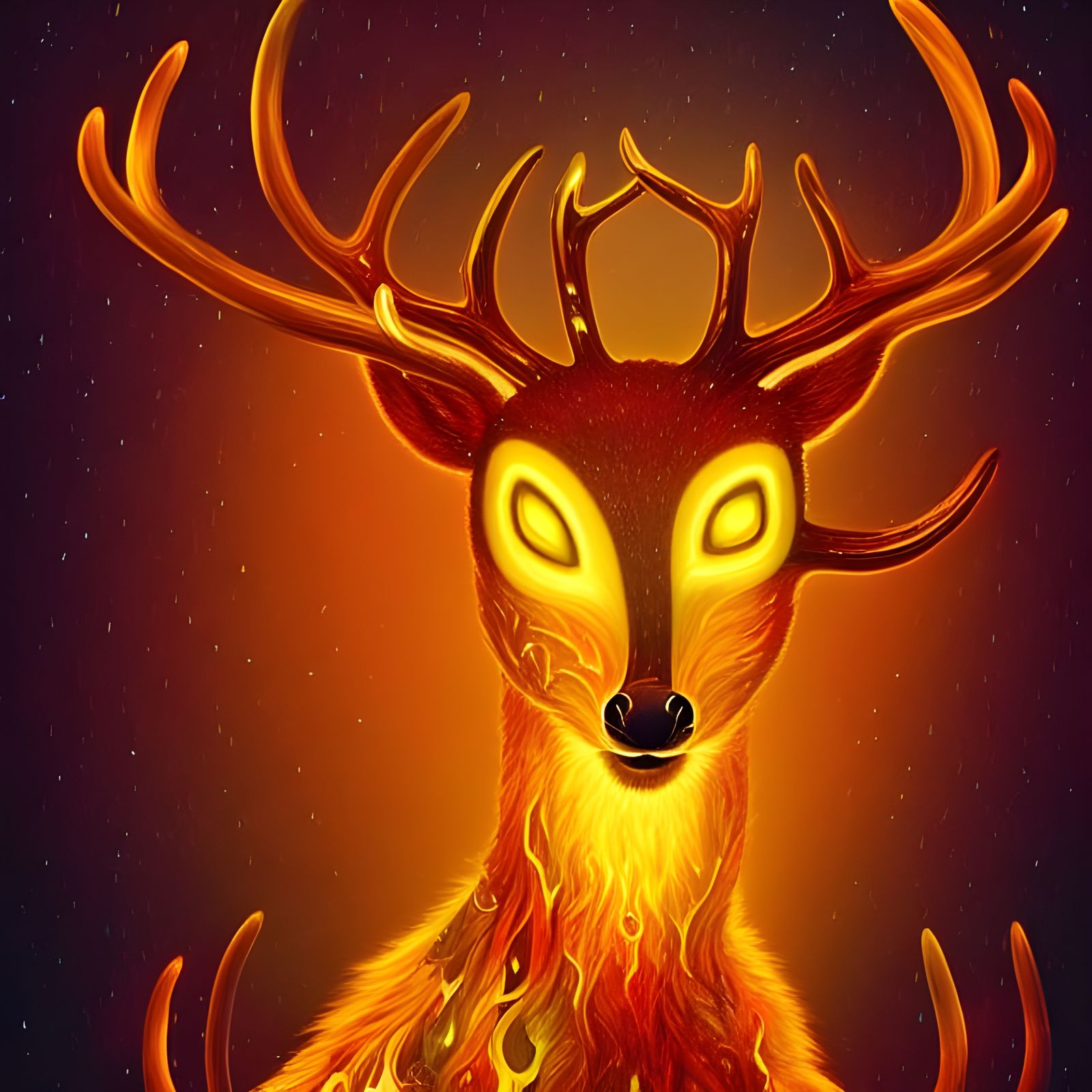 Honey Elemental Deer God in Digital Artwork