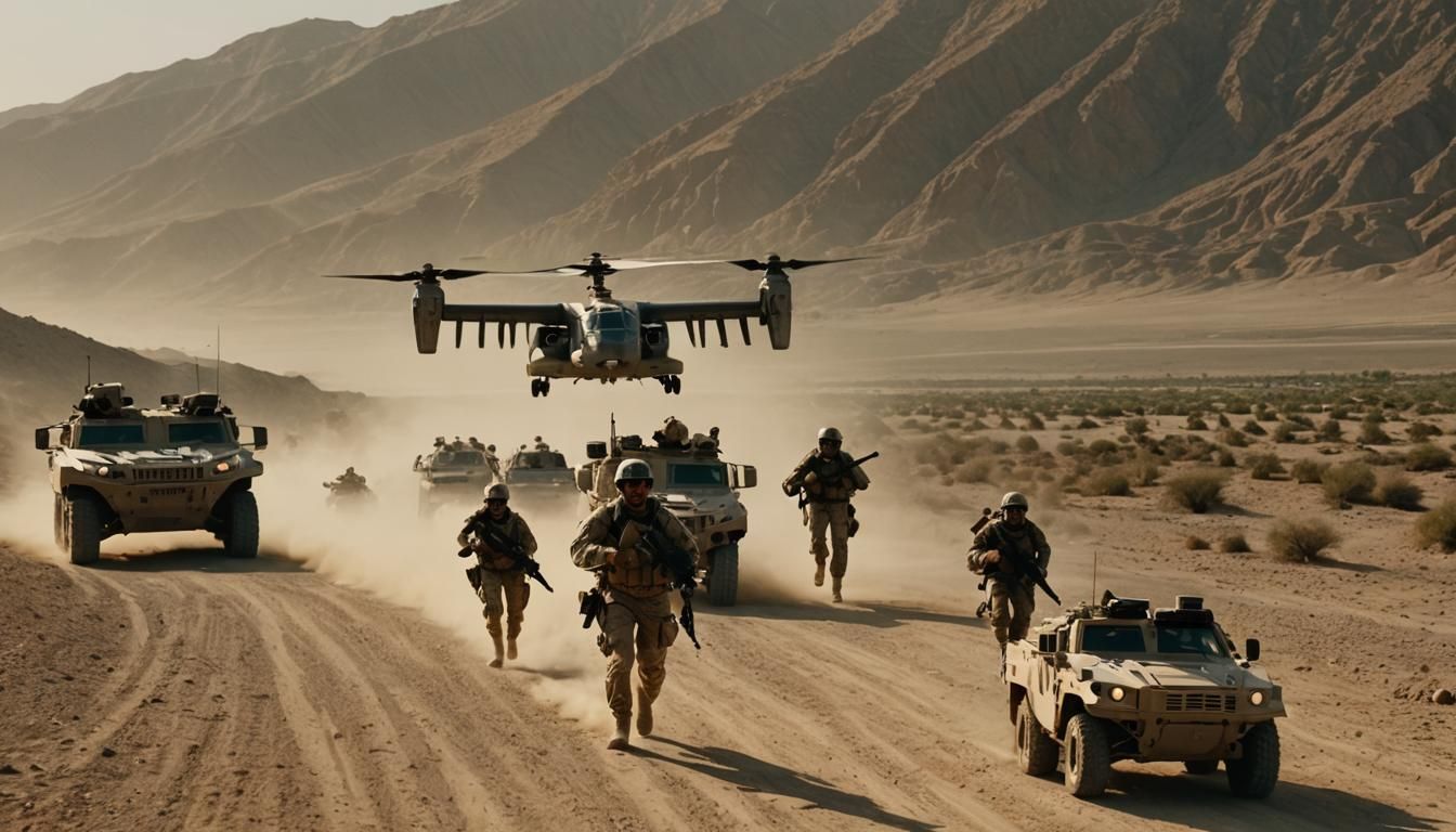 Marines Charge in Afghanistan: Cinematic Film Still