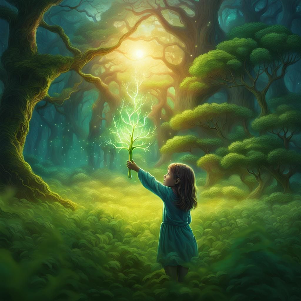 Magical Streams Nourish Sapling in Lush Forest