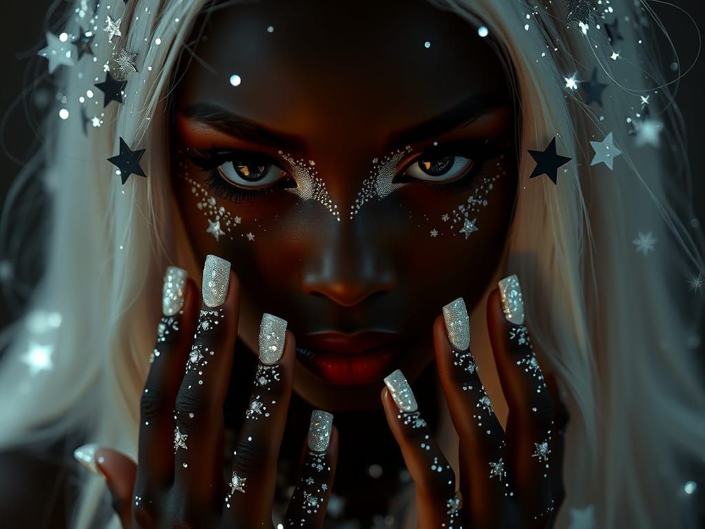 Glamorous Dark-Skinned Goddess Shines with Stellar Beauty