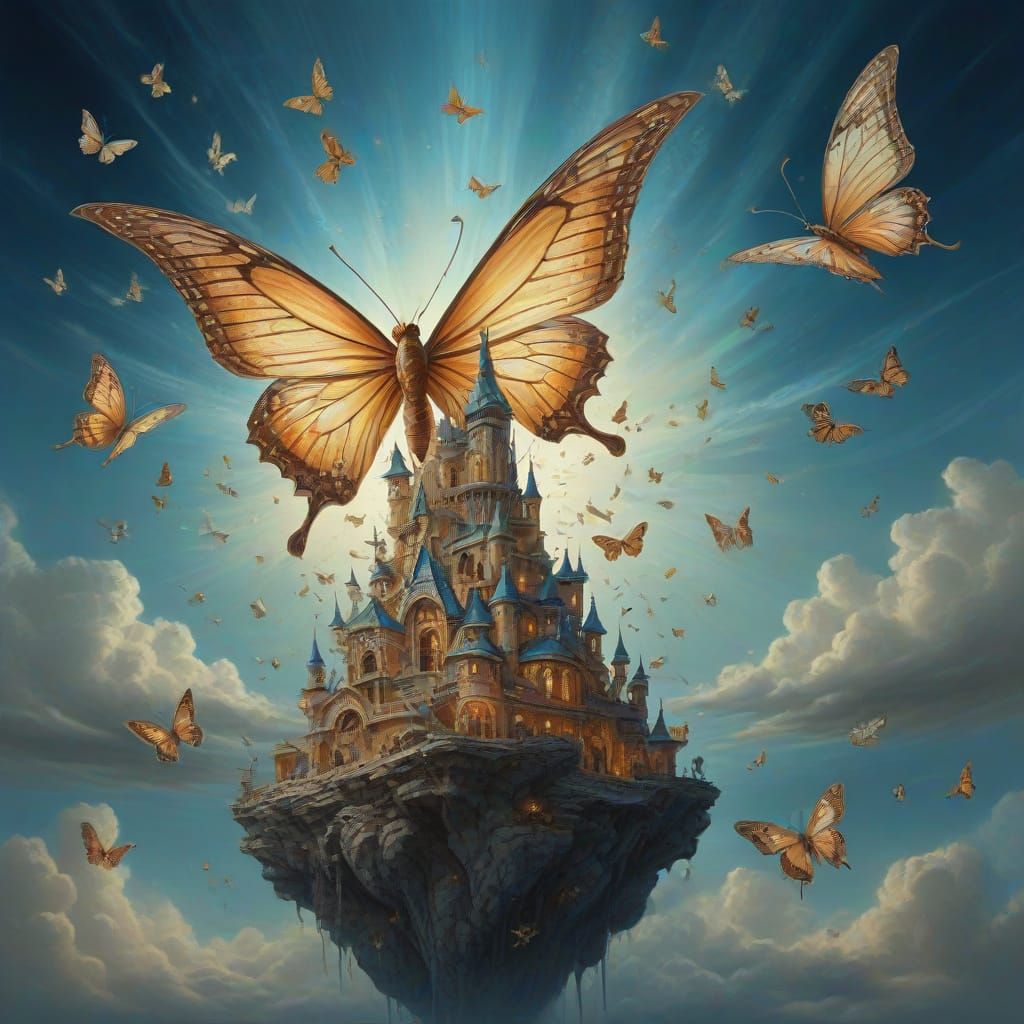 Surreal Heads Release Butterflies and Light into Floating Ar...