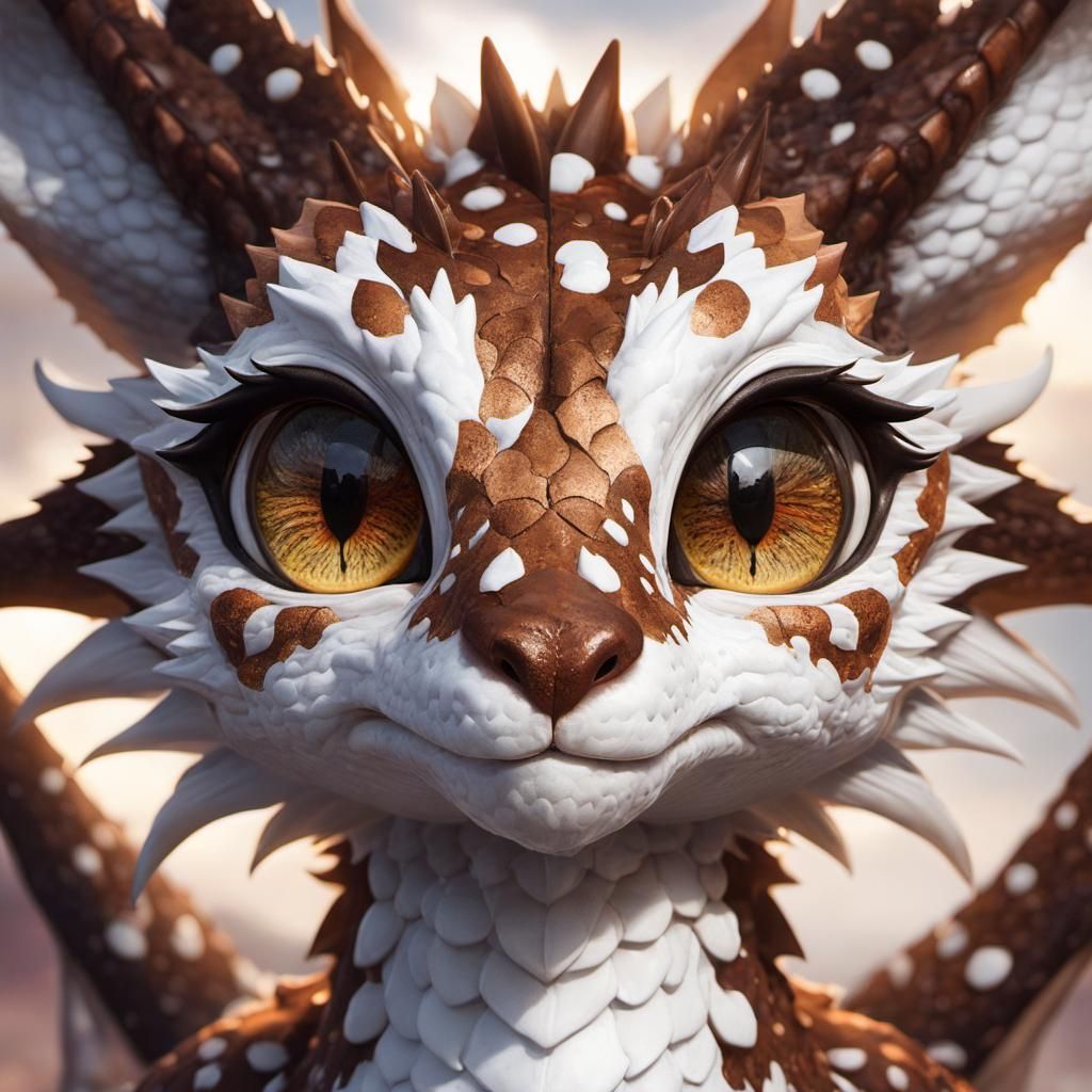 Adorable Dragon with Doe Markings in Anime Style