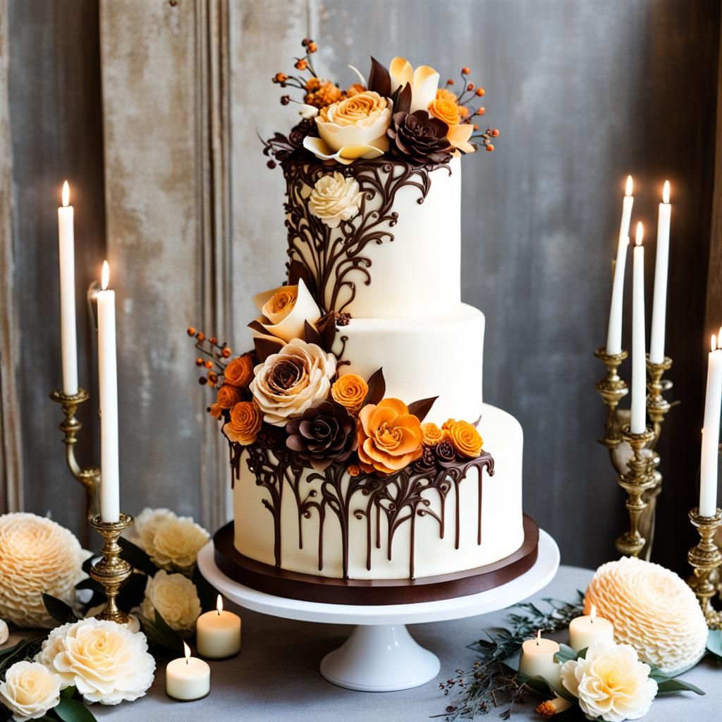 Magnificent Wedding Cake with Floral Sculptures