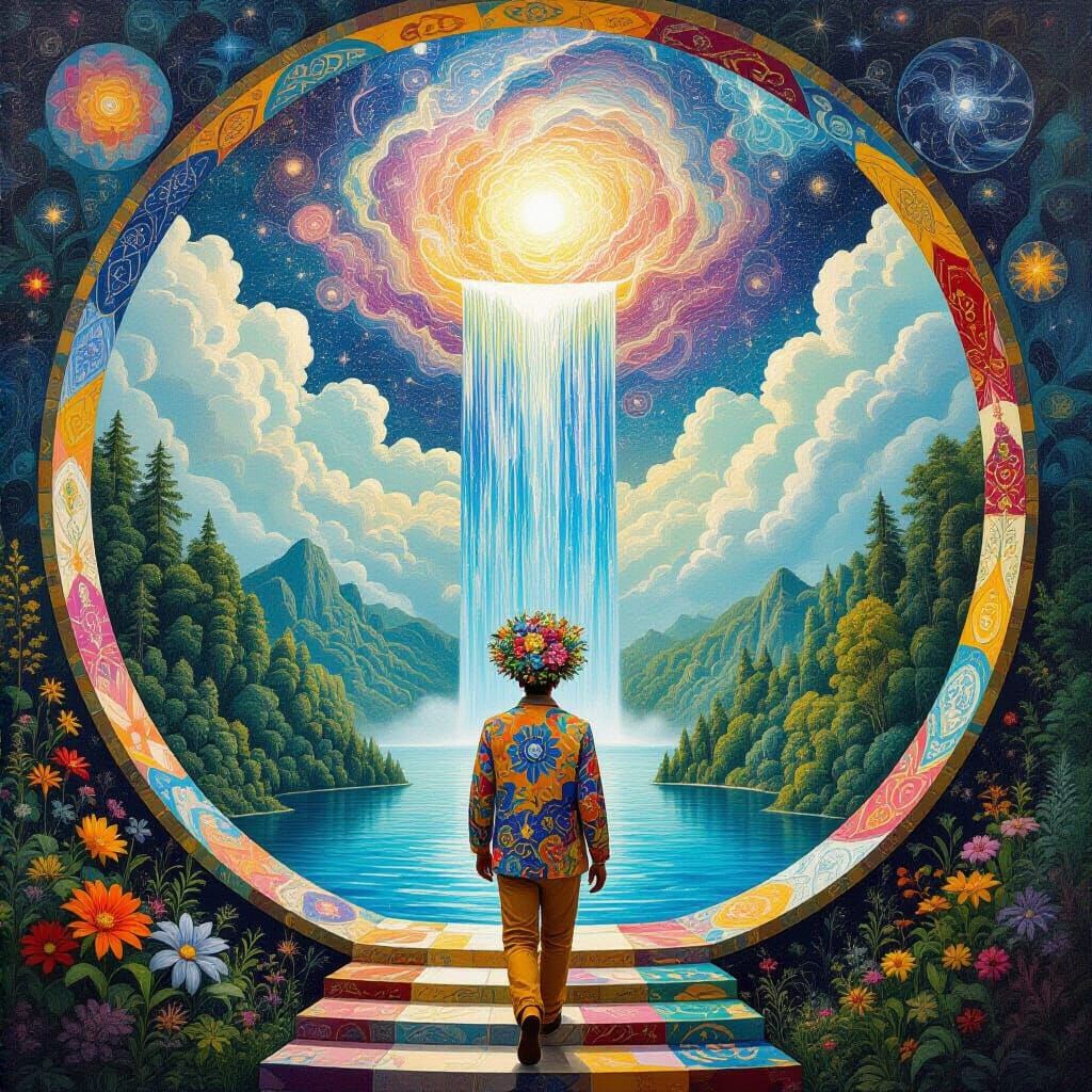 Psychedelic Floating City in Hieronymus Bosch Style