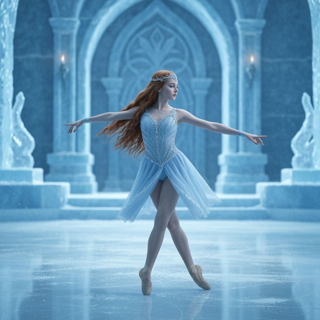Ice Dancer in Snow Queen's Palace: Hyperrealistic Style