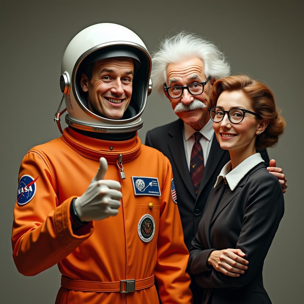 Astronaut Photobombed by Historical Figures