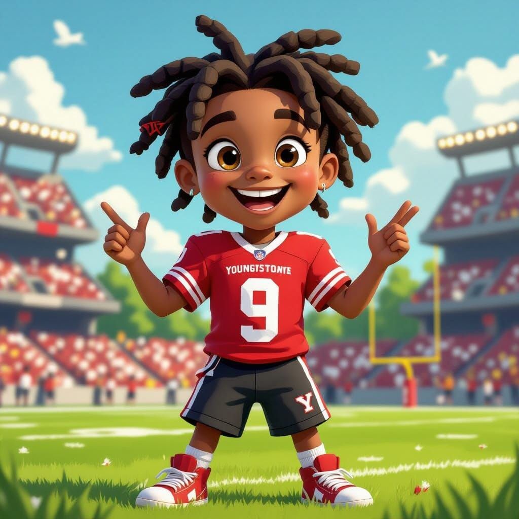 12-year-old Black boy with tapered sides and braids going towards the back of the head with bright hazel eyes, wearing a...