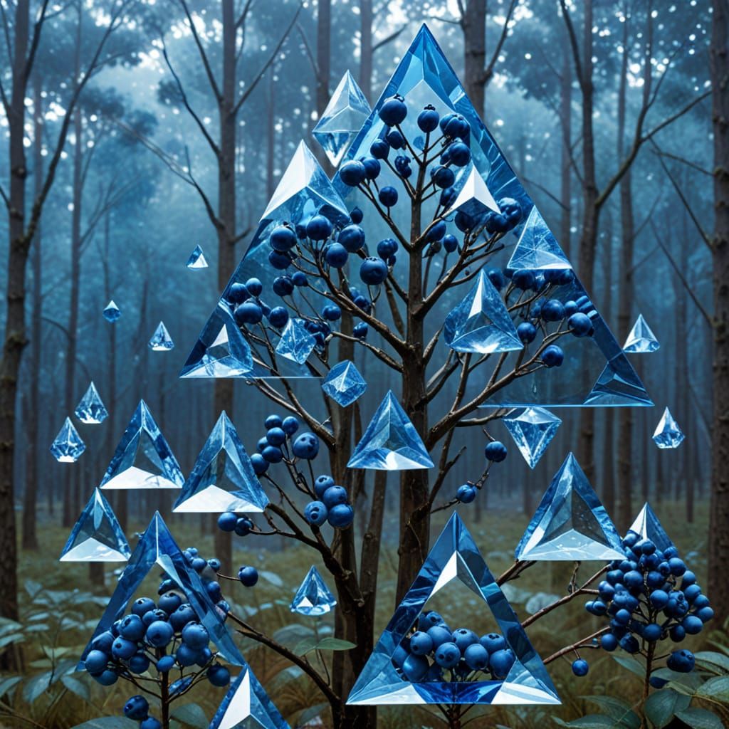 Glass Blueberry Forest with Geometric Accents