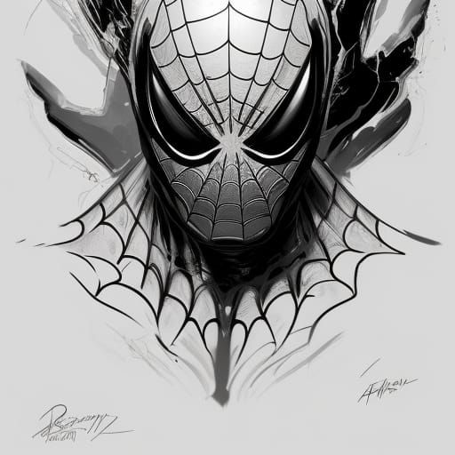 Venom Spiderman Portrait in Hyperdetailed Style