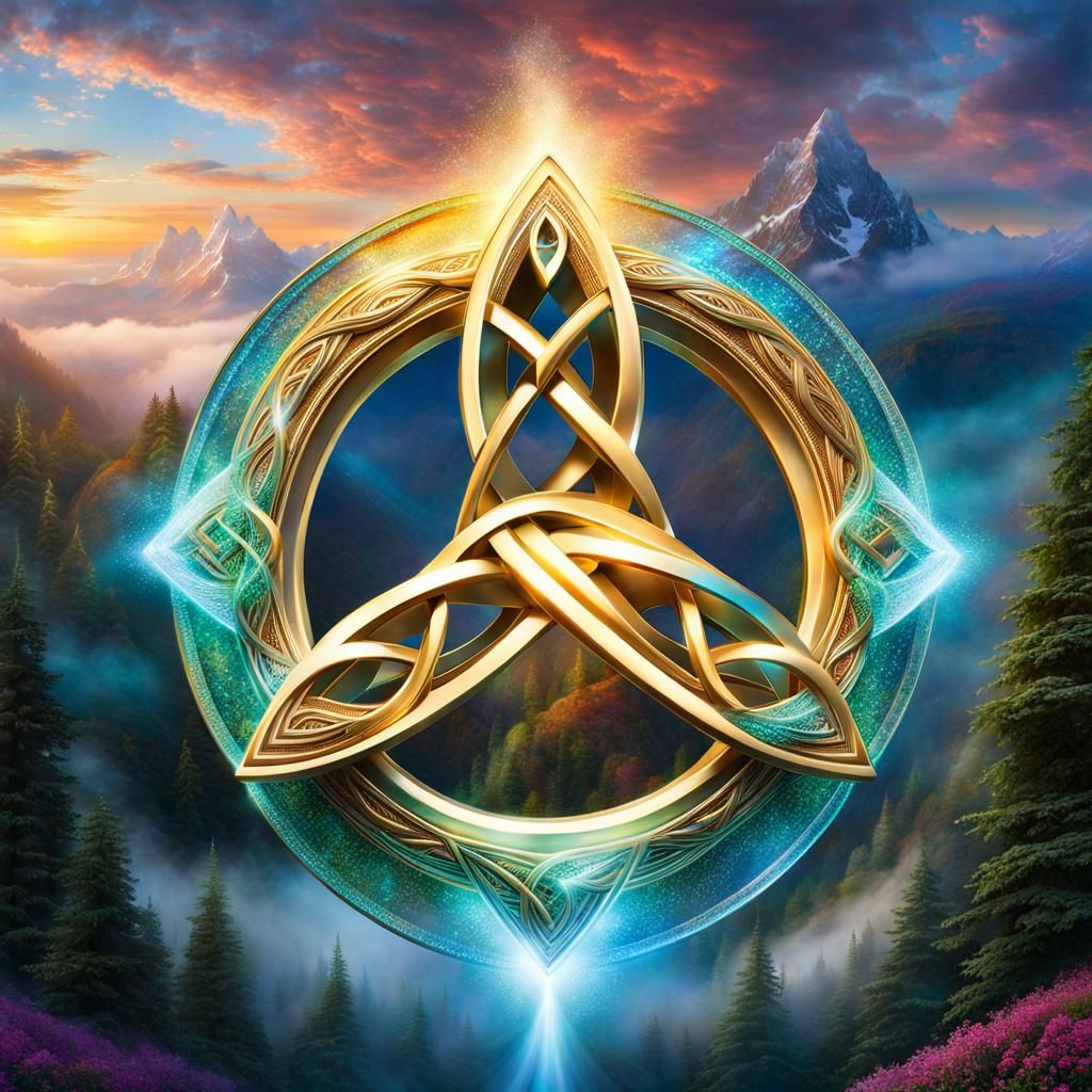 Ethereal Brighid's Knot: Holographic Cosmic Illustration