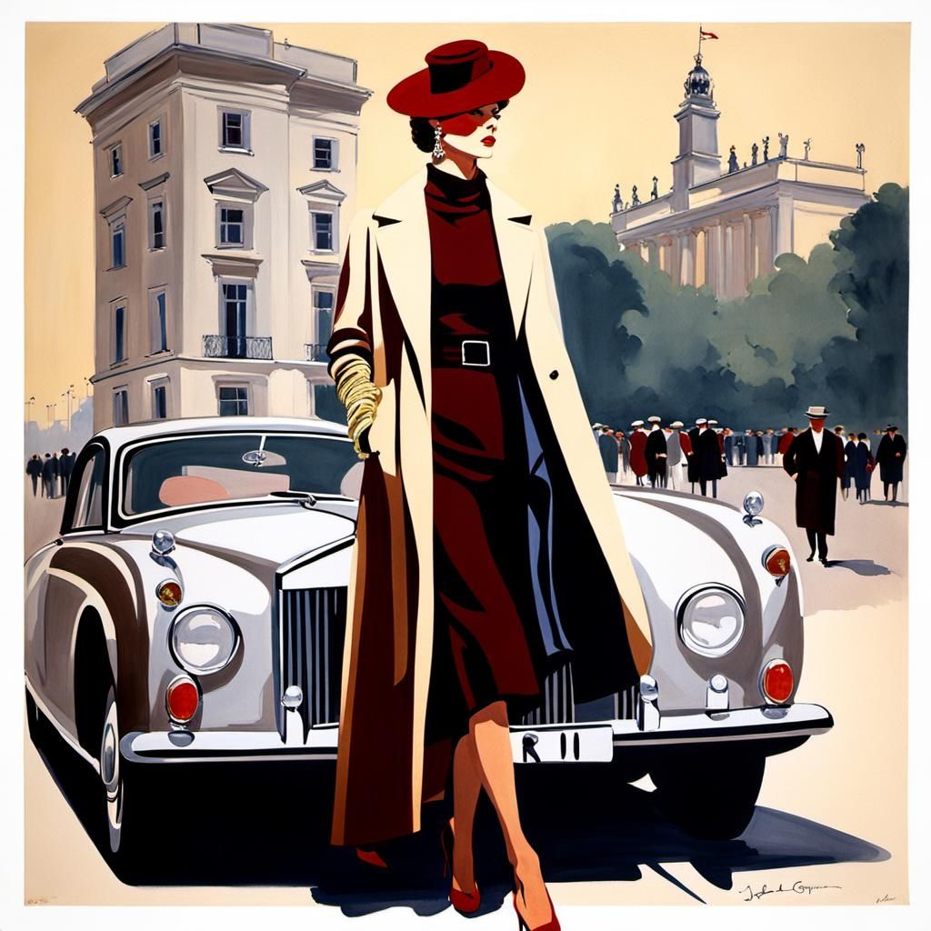 Elegant Lady in Driving Attire, Gruau Style
